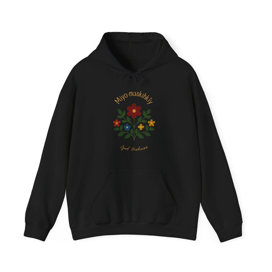Miyo-maskihkîy | Good Medicine | Cree Floral Design Hoodie | Indigenous Art Hoodie | Healing & Balance