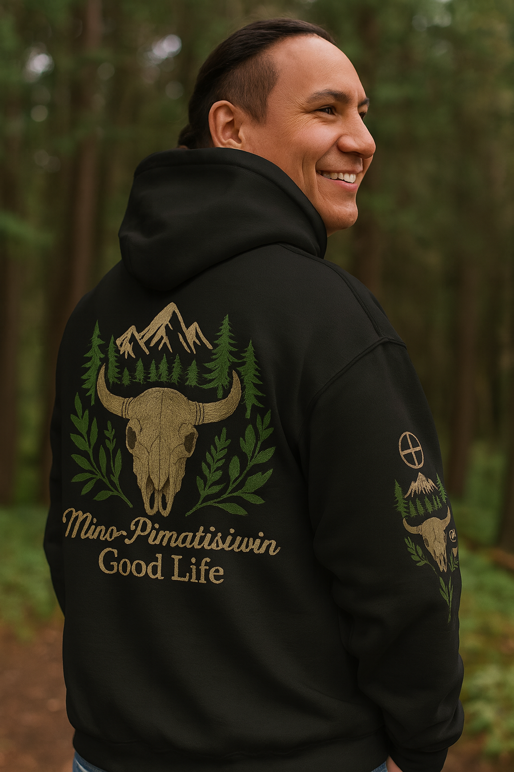 MINO-PIMATISIWIN | Men’s Good Life Hoodie – Strength & Balance in the Cree Good Life Teaching
